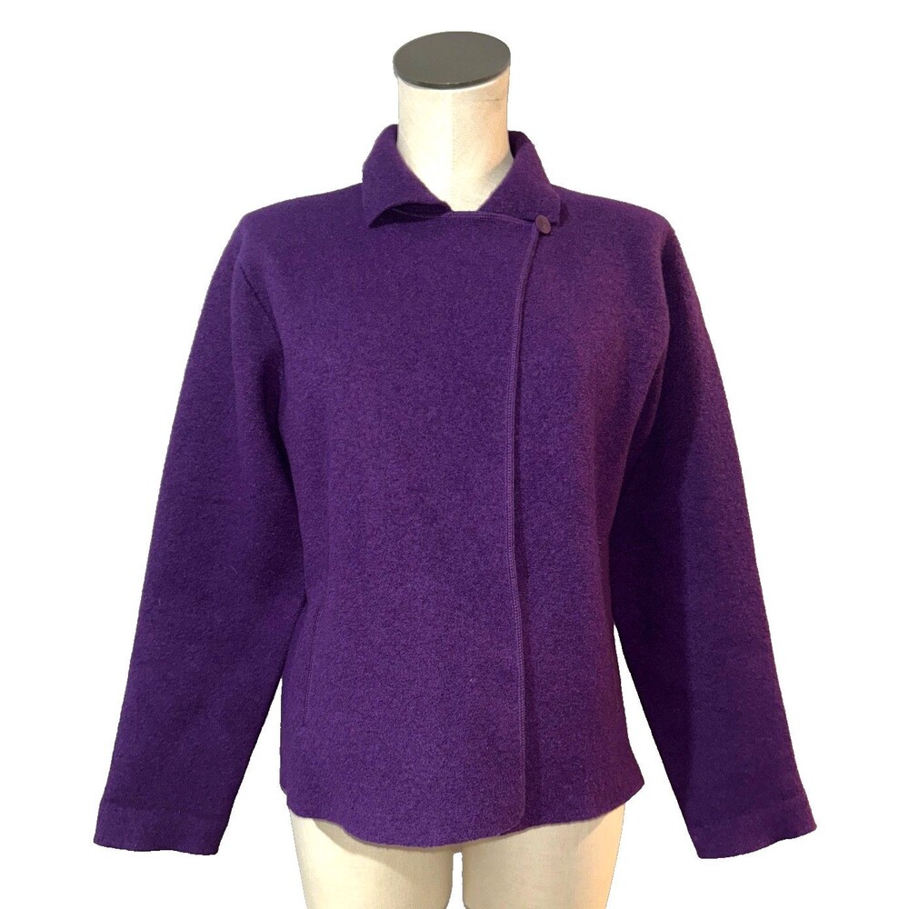 Eileen Fisher Women’s Vintage Wool Peacoat size XS Purple Textured Old Money